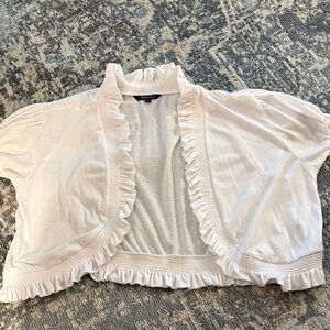 Ruched Ruffle Cropped Bolero Shrug - white